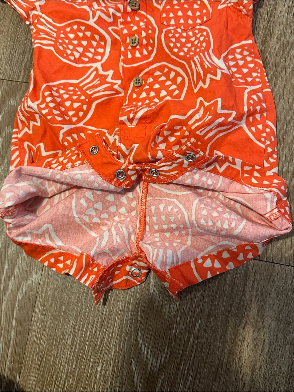 Carter's Coral and White Pineapple Print Romper